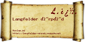 Langfelder Árpád névjegykártya